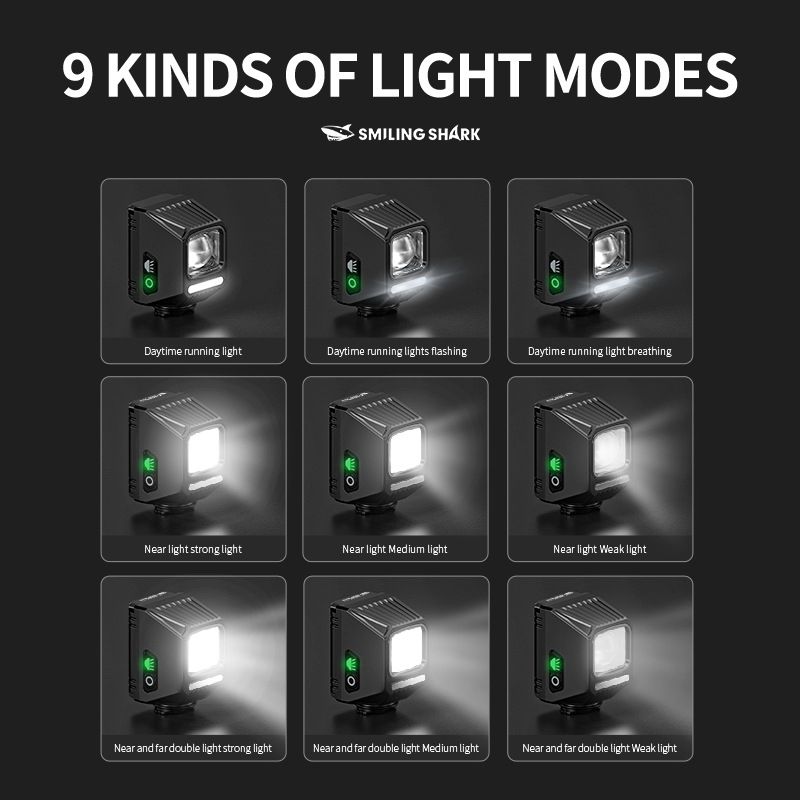 SMILING SHARK EVO1700 Fietskoplamp USB-C Oplaadbaar Waterdicht Multi-Mode LED Fietslamp