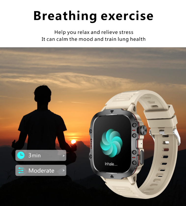 QX11 Smart Horloge Mannen | 1.96" Buitensporten Smartwatch met Bluetooth bellen & Gezondheid Monitor | IP68/5ATM Fitness Tracker