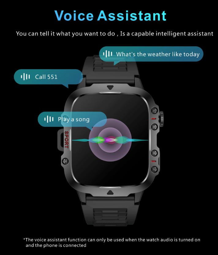 QX11 Smart Horloge Mannen | 1.96" Buitensporten Smartwatch met Bluetooth bellen & Gezondheid Monitor | IP68/5ATM Fitness Tracker