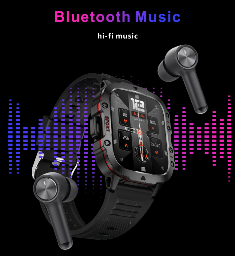 QX11 Smart Horloge Mannen | 1.96" Buitensporten Smartwatch met Bluetooth bellen & Gezondheid Monitor | IP68/5ATM Fitness Tracker