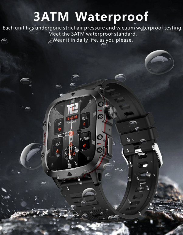 QX11 Smart Horloge Mannen | 1.96" Buitensporten Smartwatch met Bluetooth bellen & Gezondheid Monitor | IP68/5ATM Fitness Tracker