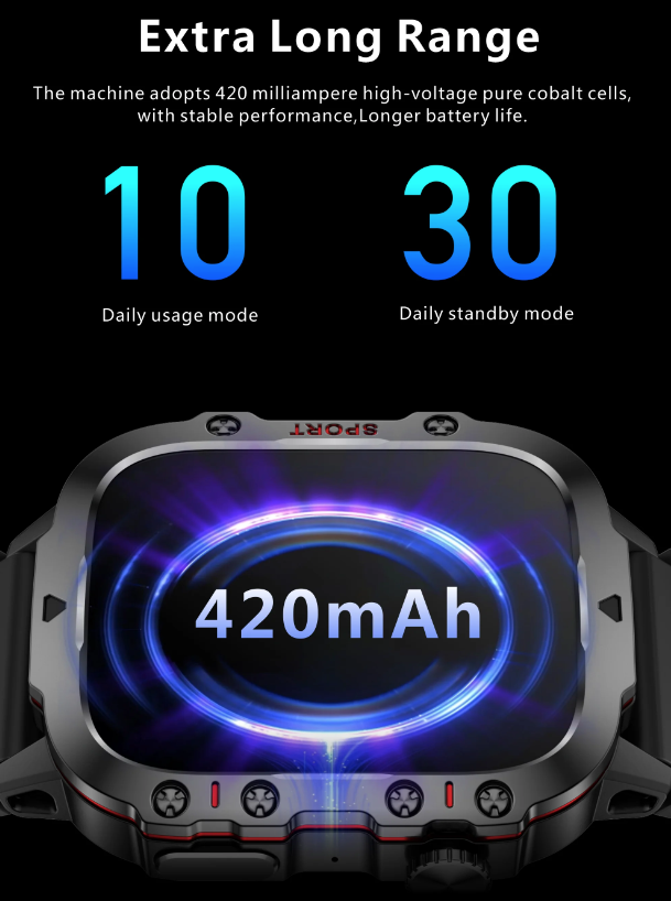 QX11 Smart Horloge Mannen | 1.96" Buitensporten Smartwatch met Bluetooth bellen & Gezondheid Monitor | IP68/5ATM Fitness Tracker
