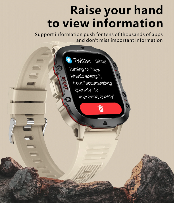 QX11 Smart Horloge Mannen | 1.96" Buitensporten Smartwatch met Bluetooth bellen & Gezondheid Monitor | IP68/5ATM Fitness Tracker