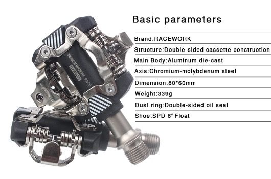 RACEWORK MTB Zelfsluitende SPD Pedalen Duurzaam Chroomstaal Lichtgewicht Comfortabel Fietsaccessoires