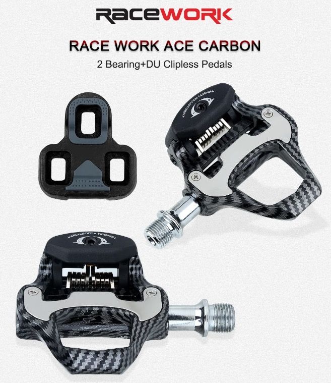RACEWORK Racefietspedaal Ultralicht Carbonvezel Zelfsluitend SPD Keo Compatibel Ideaal voor Fietsliefhebbers