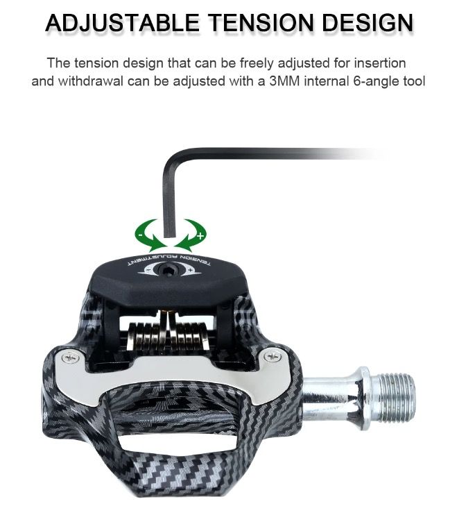 RACEWORK Racefietspedaal Ultralicht Carbonvezel Zelfsluitend SPD Keo Compatibel Ideaal voor Fietsliefhebbers