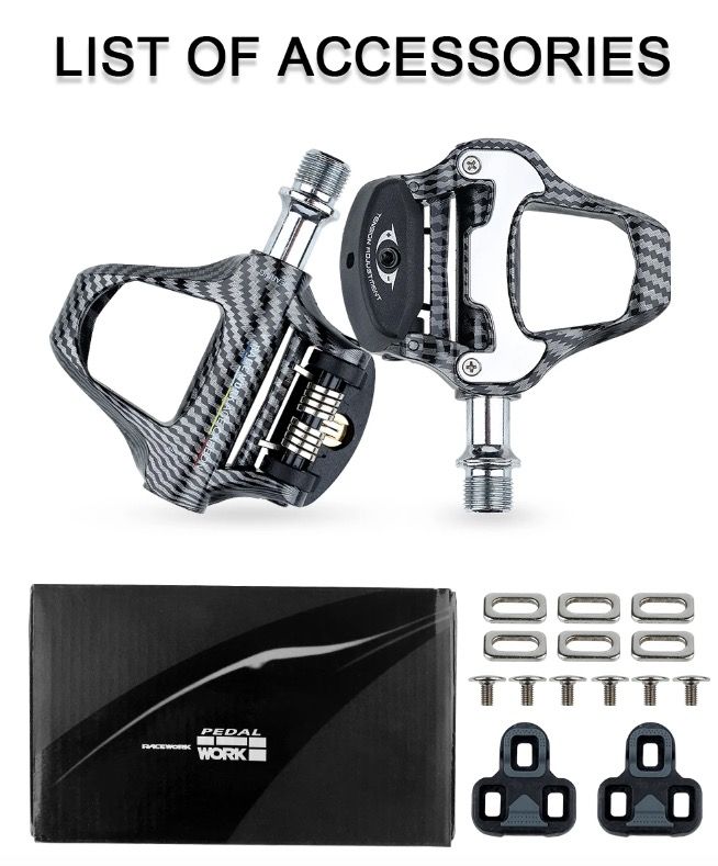 RACEWORK Racefietspedaal Ultralicht Carbonvezel Zelfsluitend SPD Keo Compatibel Ideaal voor Fietsliefhebbers