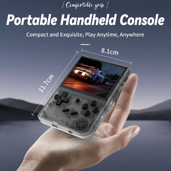 ANBERNIC RG35XX Retro handheld gameconsole met levendig IPS-scherm en PSP-ondersteuning voor nostalgische gameplay in grijs