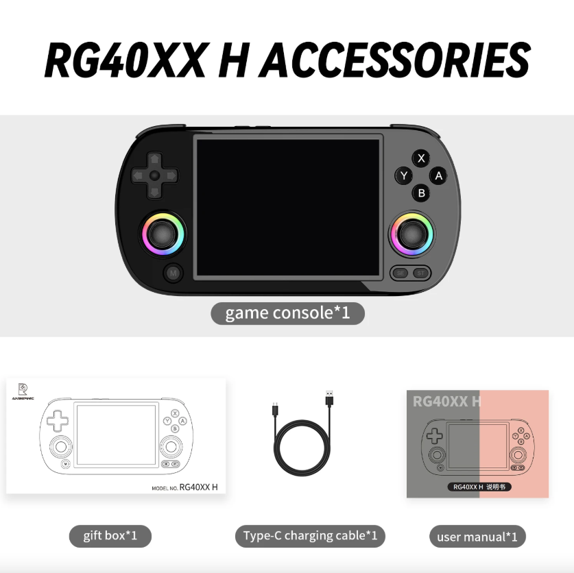 ANBERNIC RG40XX H Draagbare spelconsole Linux 64-bit systeem 4.0 inch IPS 3200mAh Retro videogameconsole