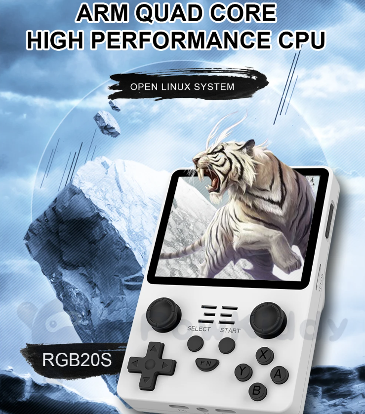 POWKIDDY RGB20S draagbare spelconsole voor retro gaming met RK3326 3,5 inch scherm en spel-emulatoren N64 PS1