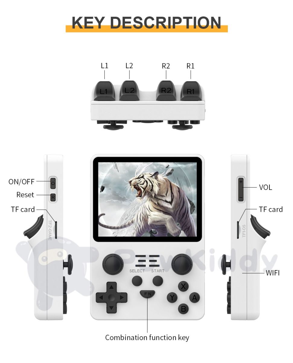 POWKIDDY RGB20S Draagbare Console 3,5 inch HD-scherm Retro Game-apparaat voor Kinderen Retro Liefhebbers Cadeaus