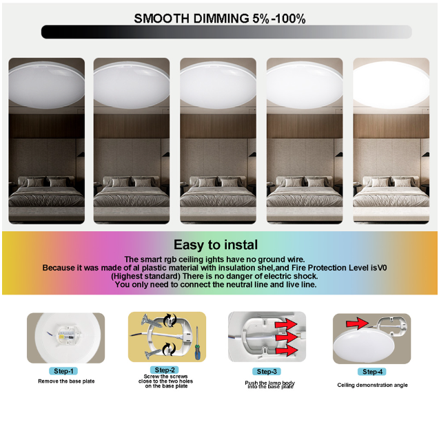 Tuya Zigbee Smart Plafondlamp 24W RGBCW Dynamische Verlichting voor Thuis Alexa Compatibel Energiezuinig