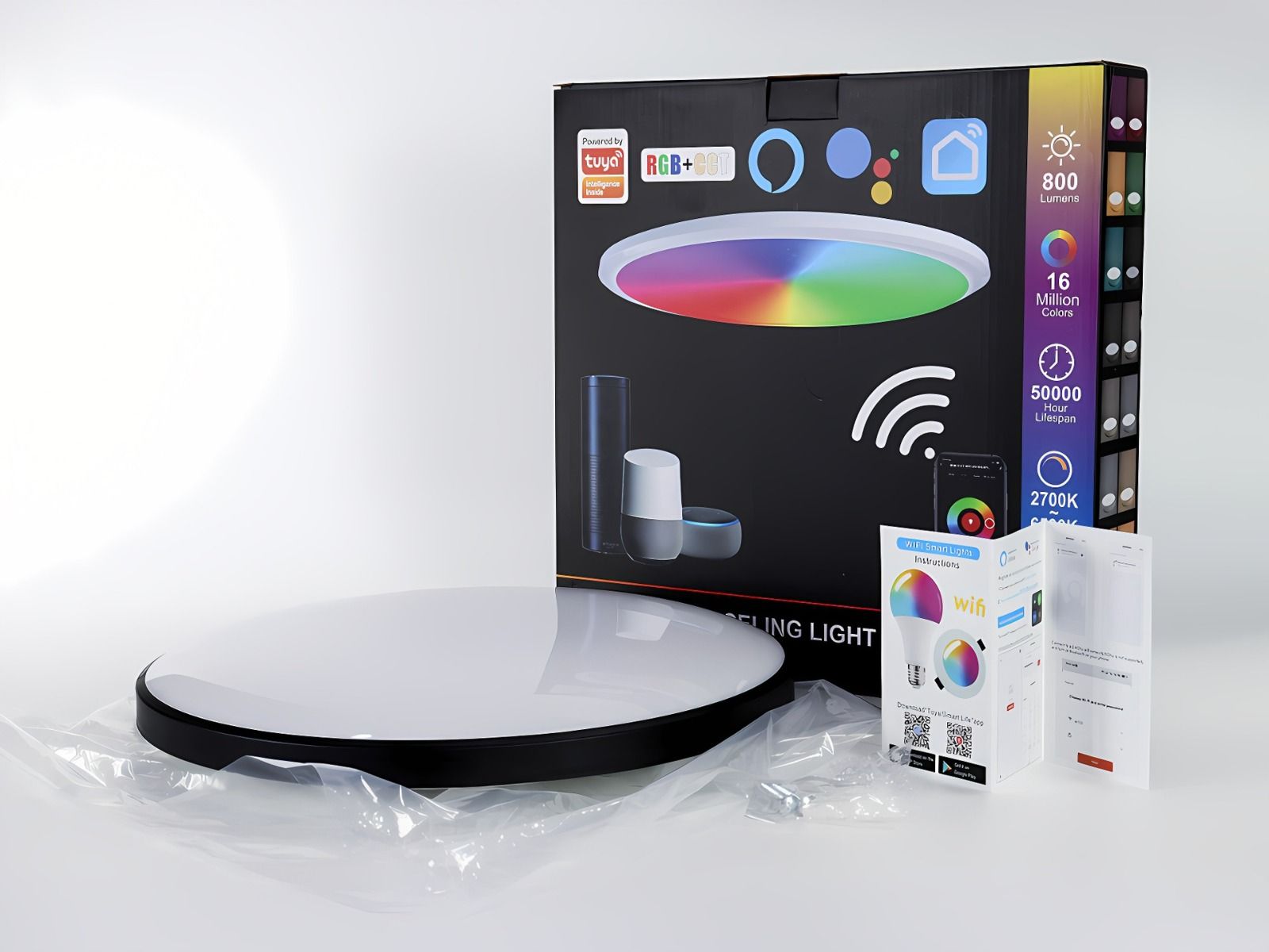Tuya Zigbee Smart Plafondlamp 24W RGBCW Dynamische Verlichting voor Thuis Alexa Compatibel Energiezuinig
