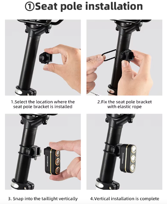 ROCKBROS Slimme Fiets Achterlicht IP64 Waterdicht Waarschuwingsachterlichten Type-C Opladen Remdetectie Achterlicht Nachtfietslamp Fietsaccessoires