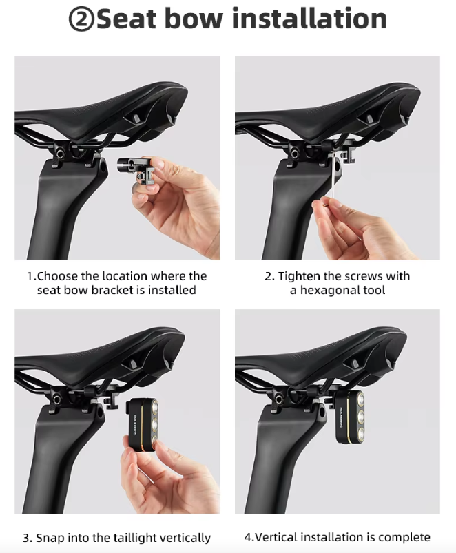 ROCKBROS Slimme Fiets Achterlicht IP64 Waterdicht Waarschuwingsachterlichten Type-C Opladen Remdetectie Achterlicht Nachtfietslamp Fietsaccessoires