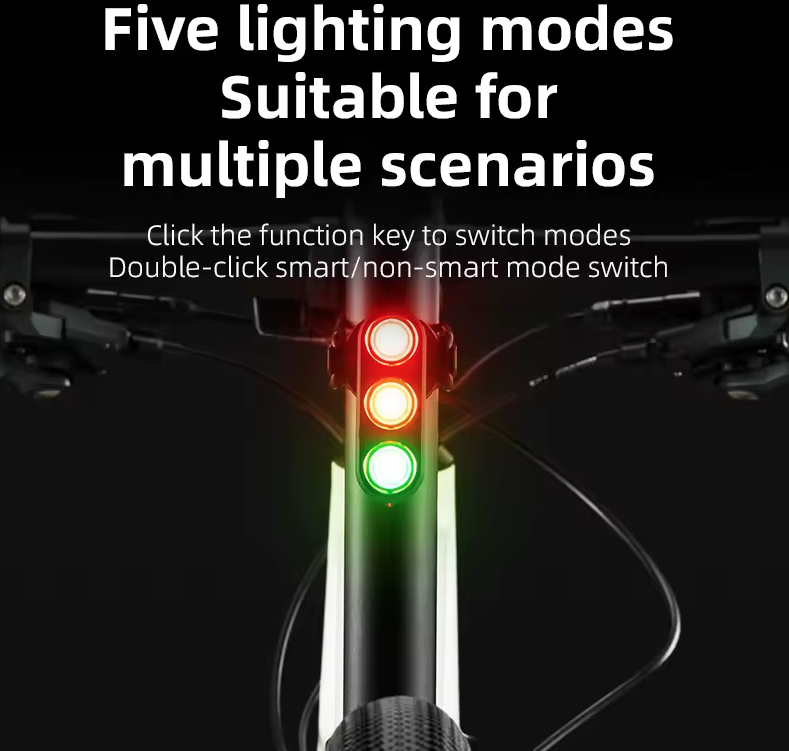 ROCKBROS Slimme Fiets Achterlicht IP64 Waterdicht Waarschuwingsachterlichten Type-C Opladen Remdetectie Achterlicht Nachtfietslamp Fietsaccessoires