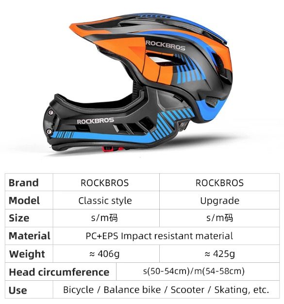 ROCKBROS kinderfietshelm afneembaar volledig gezicht integraal gegoten MTB helm voor avontuurlijke sporten