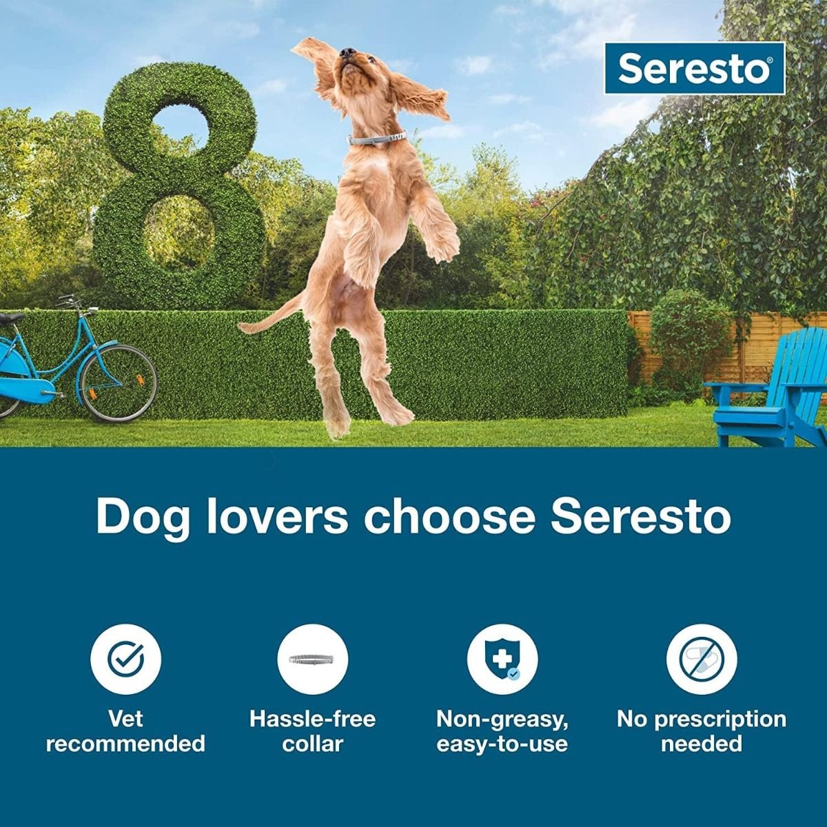 Seresto Grote Hond Dierenarts-aanbevolen Vlooien- en Tekenbehandeling & Preventie Halsband 8 Maanden Bescherming