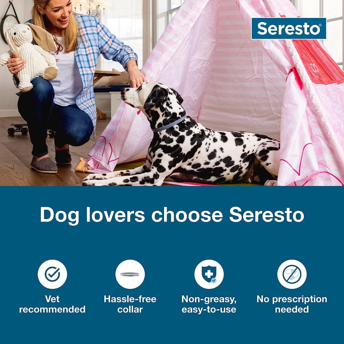 Seresto Grote Hond Dierenarts-aanbevolen Vlooien- en Tekenbehandeling & Preventie Halsband 8 Maanden Bescherming
