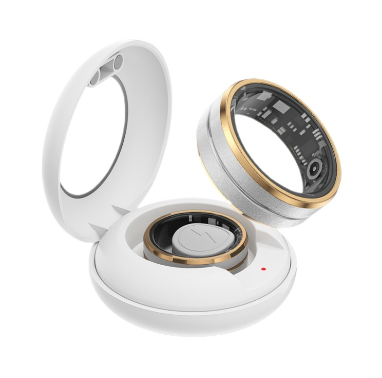 Multifunctionele slimme ring met draagbare technologie voor hartslag- en slaapkwaliteitsregistratie, stijlvol accessoire.