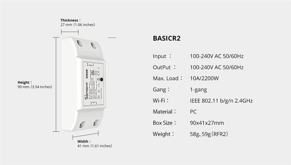 SONOFF Basic R2 Wifi Schakelaar Module Slim Thuis Timer Alexa Google Assistant eWeLink App Verlichtingsregeling