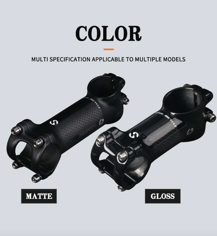 TOSEEK Fiets Stuurpen 28.6-31.8mm Aluminium Carbon Verstelbare Hoek MTB Lichtgewicht Duurzaam Fietsaccessoires