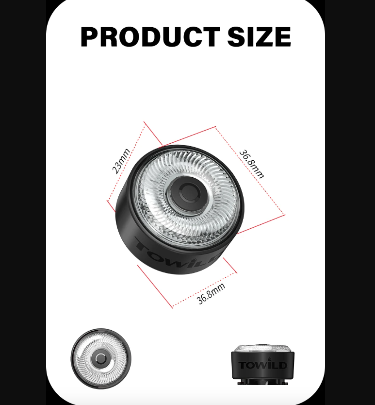 TOWILD TL03Pro LED Fiets Achterlicht Slimme Remsensor Zevenkleuren Knipperend Duurzaam Fietsaccessoire