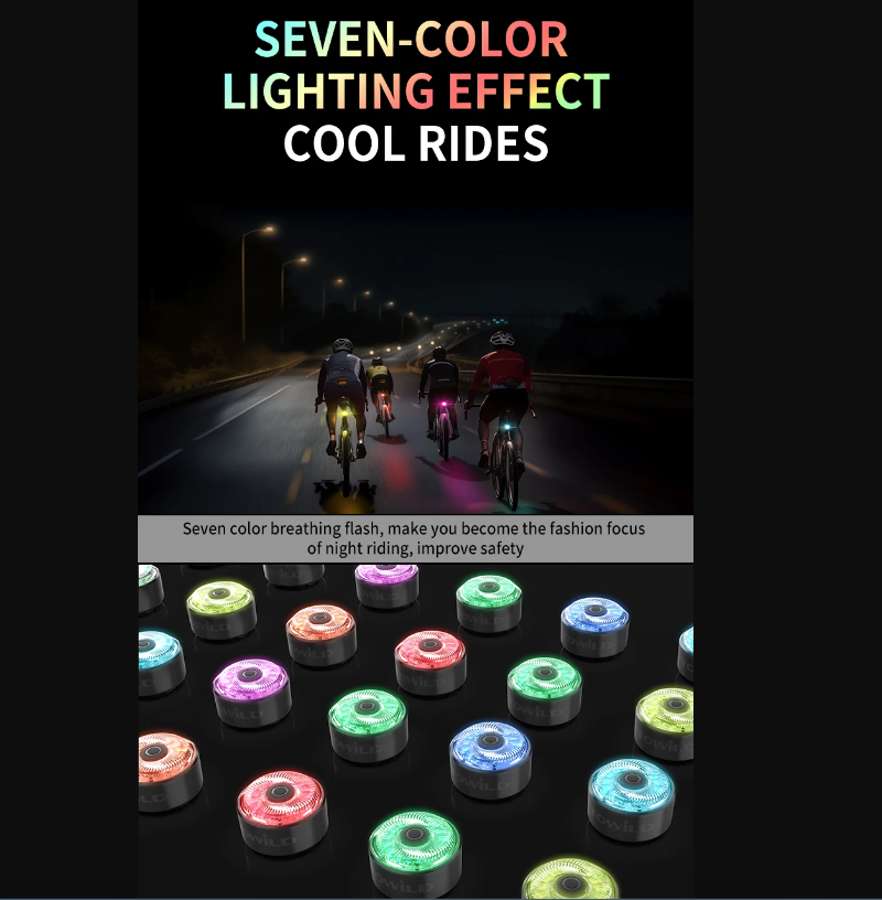 TOWILD TL03Pro LED Fiets Achterlicht Slimme Remsensor Zevenkleuren Knipperend Duurzaam Fietsaccessoire