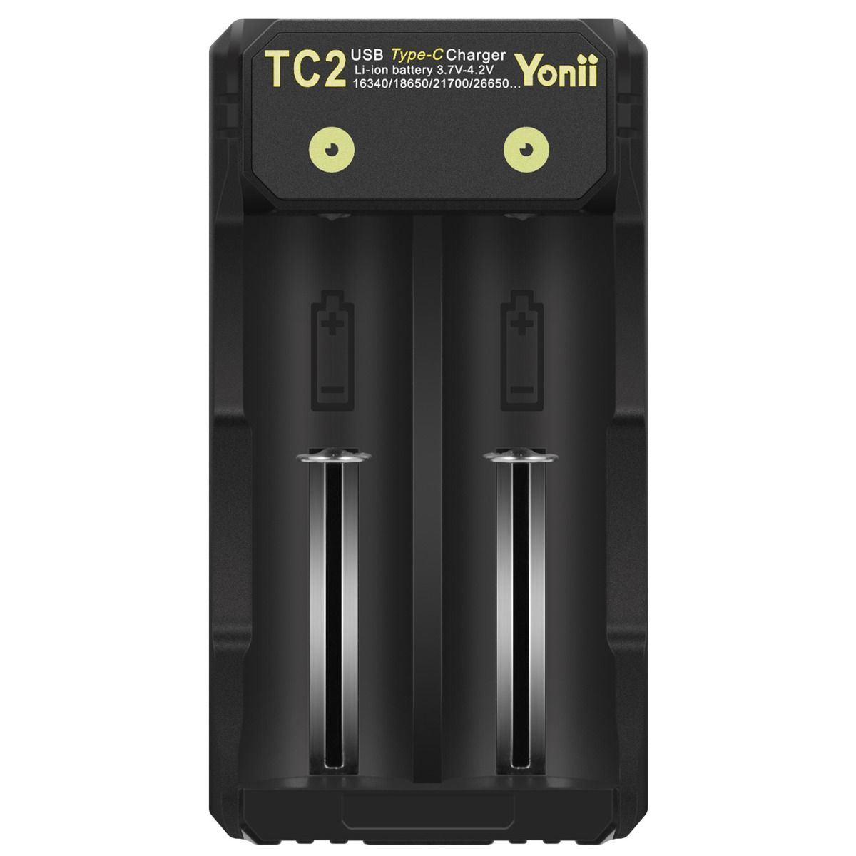 TC2 USB Type-C-oplader Snel 4.2V opladen voor 18650 21700 Li-ion batterijen Dubbele poorten voor outdooruitrusting