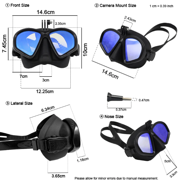 Underwater Diving Goggles with Action Camera Mount