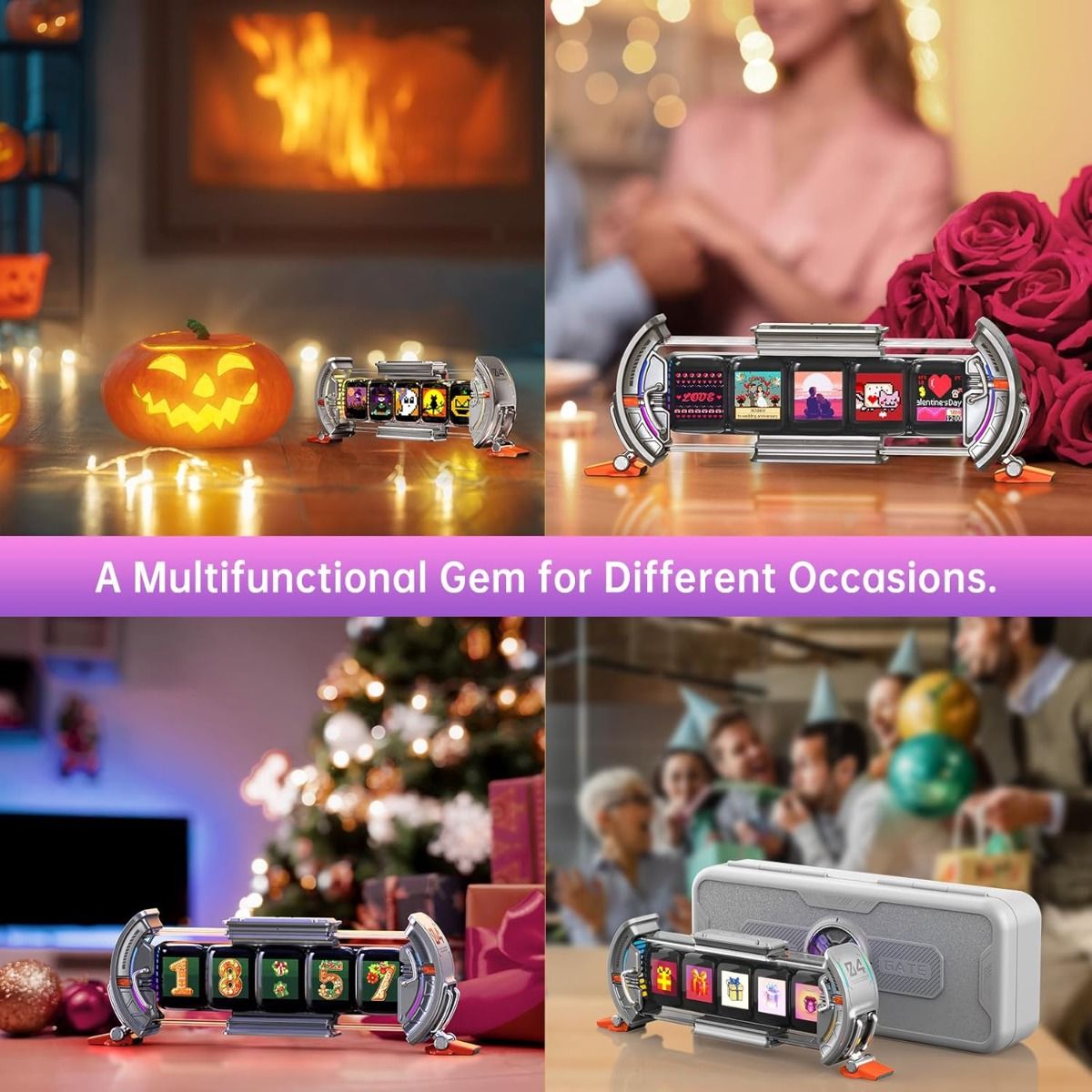 Divoom Times Gate - Cyberpunk gaming-opstelling digitale wekker, slimme app, WiFi-verbinding, RGB LED-display, gepersonaliseerd financieel & Bitcoin-dashboard, pixelkunst voor gamekamer en kantoorinrichting