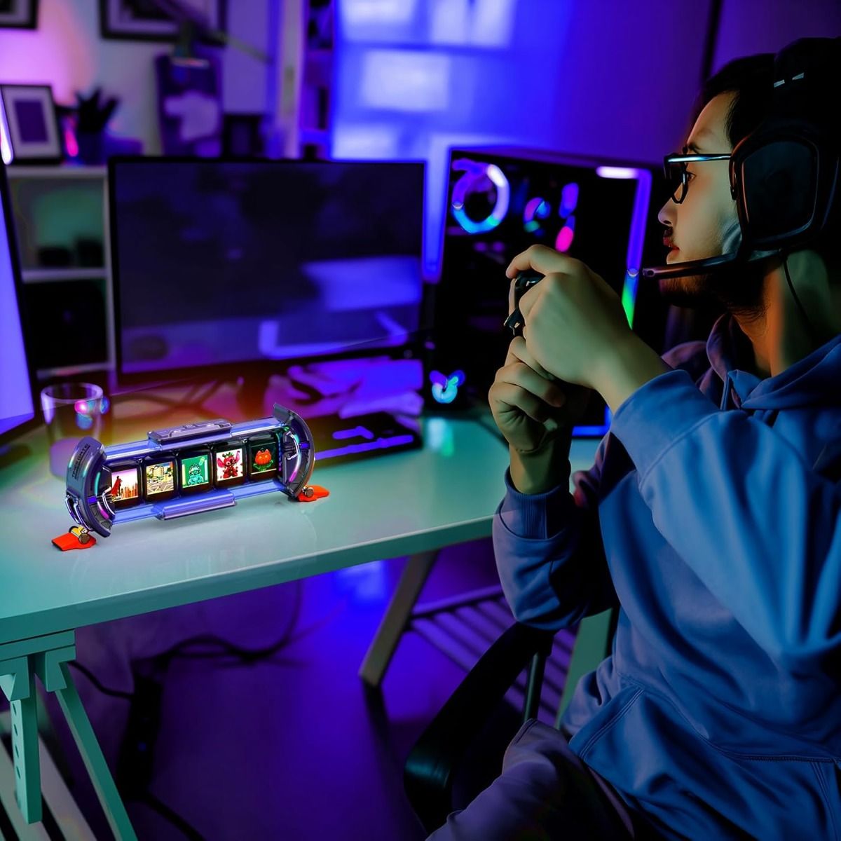 Divoom Times Gate - Cyberpunk gaming-opstelling digitale wekker, slimme app, WiFi-verbinding, RGB LED-display, gepersonaliseerd financieel & Bitcoin-dashboard, pixelkunst voor gamekamer en kantoorinrichting