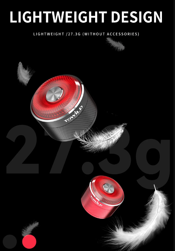 TOWILD TL05 Achterlicht Slimme Automatische Remdetectie IPX6 Waterdicht Fietsveiligheidslicht met 100 Uur Batterij