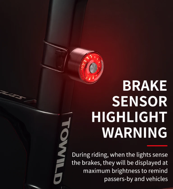 TOWILD TL05 Achterlicht Slimme Automatische Remdetectie IPX6 Waterdicht Fietsveiligheidslicht met 100 Uur Batterij