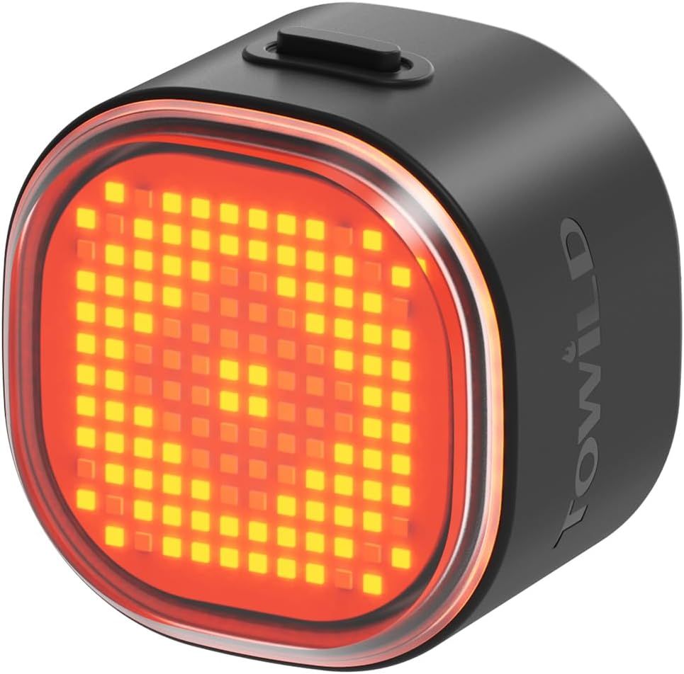 TOWILD TL08 Fietsachterlicht, Aanpasbare Patronen Full-Color Fiets Achterlicht, Remdetectie, USB-C Oplaadbare Fietsachterlichten