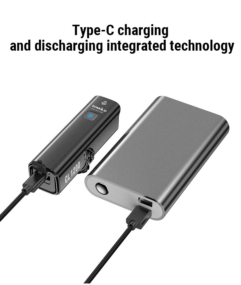TOWILD CL1200 1200LM Fietslamp USB-oplaadbare voorlamp met draadloze afstandsbediening voor veilig fietsen in het donker