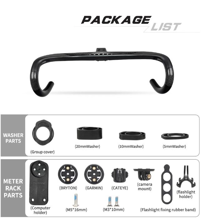 TOSEEK TR5500 racefiets stuur met volledig koolstofvezel stuurpen en geïntegreerde fietsaccessoires ultralicht