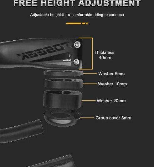 TOSEEK TR5500 racefiets stuur met volledig koolstofvezel stuurpen en geïntegreerde fietsaccessoires ultralicht