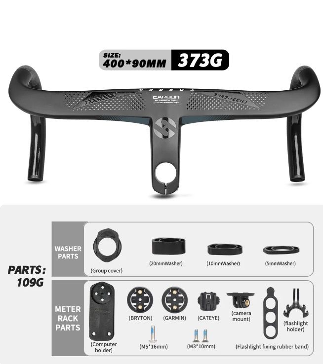 TOSEEK TR5500 racefiets stuur met volledig koolstofvezel stuurpen en geïntegreerde fietsaccessoires ultralicht