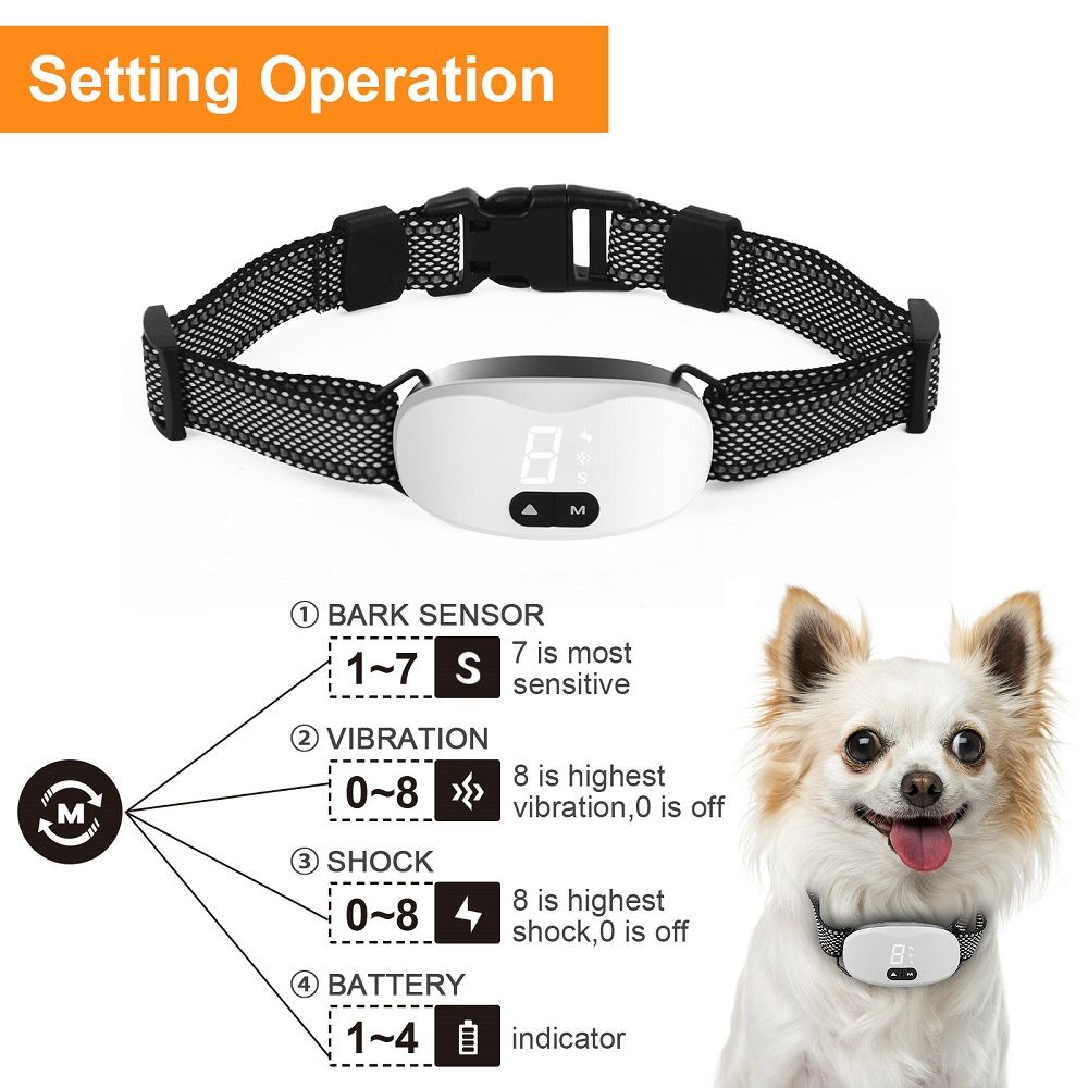 Automatische anti-blaf hondenhalsband oplaadbaar effectieve hondentrainingshalsband waterdicht dubbele trainingsmodi