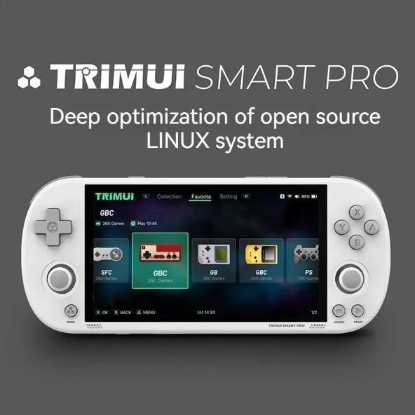 Trimui Smart Pro Vintage draagbare spelconsole met 4,96 inch HD IPS-scherm, langdurige batterij voor onderweg