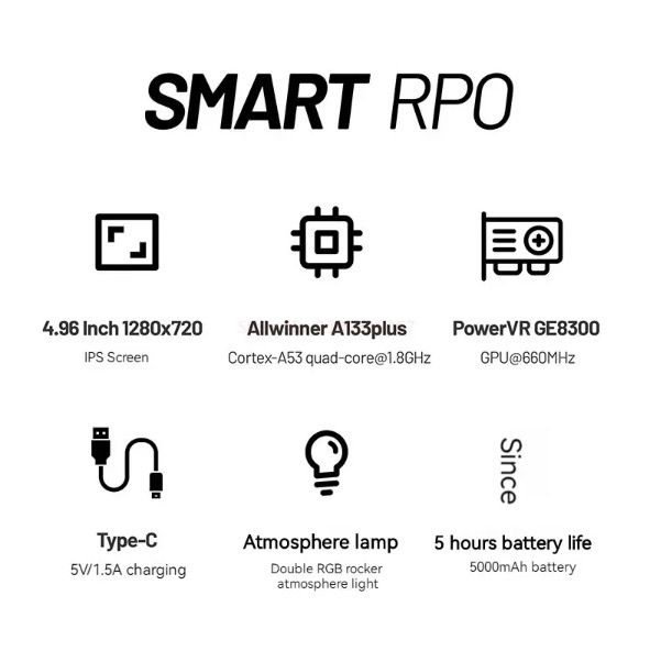 Trimui Smart Pro Vintage draagbare spelconsole met 4,96 inch HD IPS-scherm, langdurige batterij voor onderweg