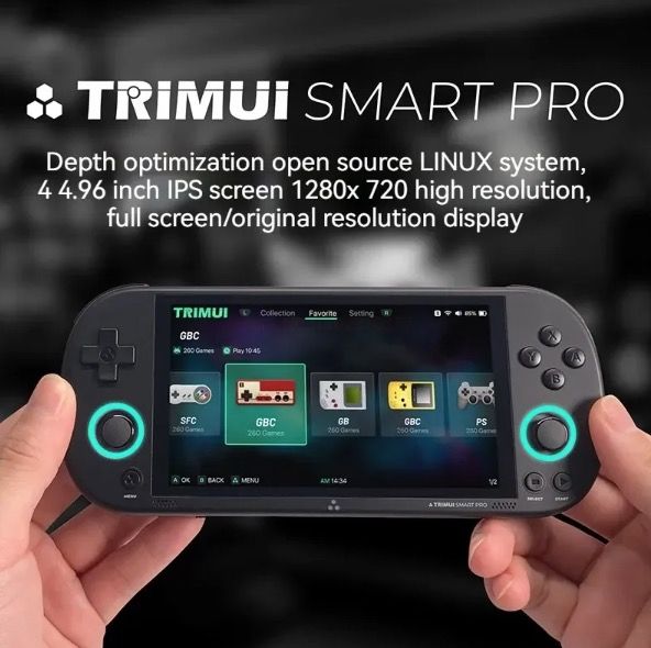 Trimui Smart Pro Vintage draagbare spelconsole met 4,96 inch HD IPS-scherm, langdurige batterij voor onderweg