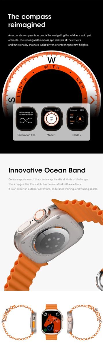 49mm Smartwatch Ultra 9 Bluetooth bellen NFC Kompas GPS-route tracking IP68 Smartwatch