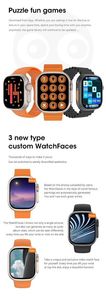 49mm Smartwatch Ultra 9 Bluetooth bellen NFC Kompas GPS-route tracking IP68 Smartwatch