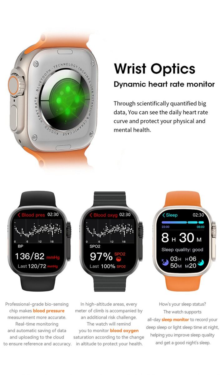 49mm Smartwatch Ultra 9 Bluetooth bellen NFC Kompas GPS-route tracking IP68 Smartwatch