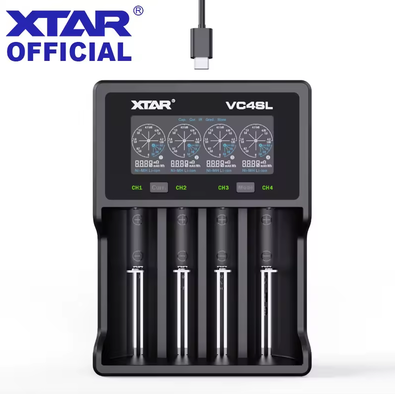 XTAR VC4SL 18650 21700 batterijlader USB-C snel opladen milieuvriendelijke veelzijdige lader voor technische accessoires