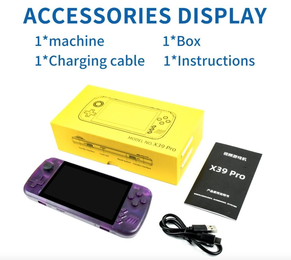 POWKIDDY X39pro Draagbare Videogameconsole 4.3 inch IPS Retro Gaming met PS1-ondersteuning en HD-uitvoer
