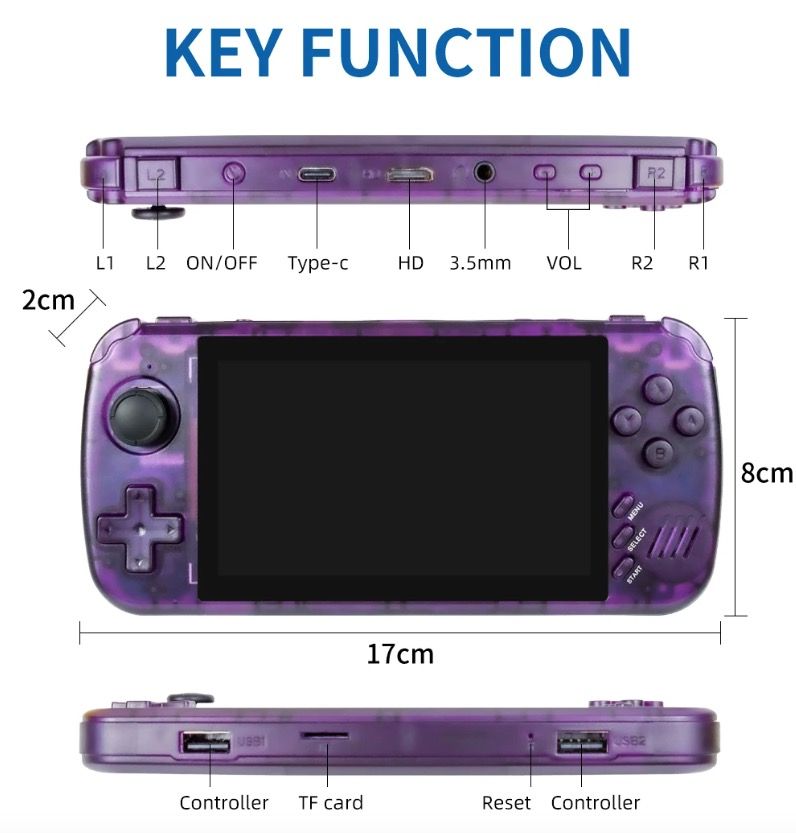 POWKIDDY X39pro Draagbare Videogameconsole 4.3 inch IPS Retro Gaming met PS1-ondersteuning en HD-uitvoer