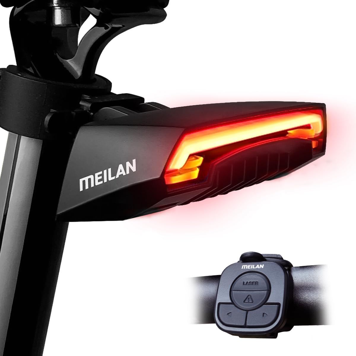 Meilan X5 Slimme Fiets Achterlicht met Richtingaanwijzers en Automatisch Remlicht Draadloze Afstandsbediening Fiets Achterlicht USB Oplaadbaar Veiligheidswaarschuwingsfietslicht